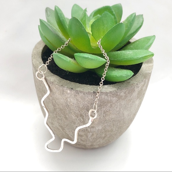 Modern Abstract Freeform 930 Argentium Silver Artisan Necklace - Picture 3 of 9